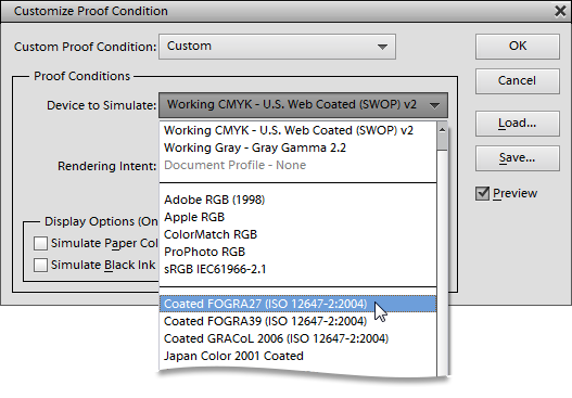 Customize Proof Condition dialog