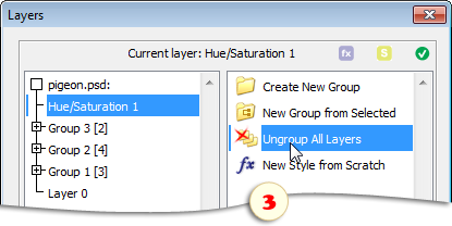 Ungrouping all layers in the current document